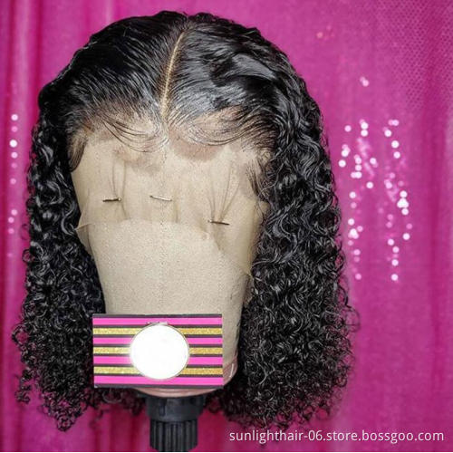 Sunlight Highlight Wig Bob Lace Front Wigs Curly Human Hair 150 S Remy Lace  Wigs With Baby Hair For Women